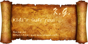 Klár Györgyi névjegykártya
